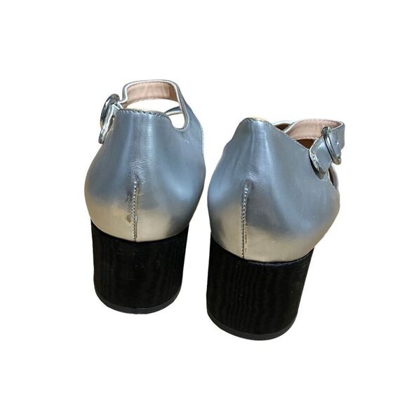 J.Crew Shoes Women’s 9 Silver Metallic Heels with Patent Cap Toe - Picture 8 of 8